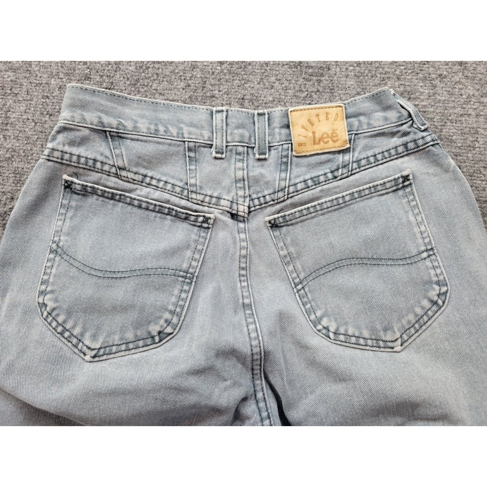 Vintage Riveted Lee High Waisted Tapered Leg Jeans Light Wash Denim 27x28.5